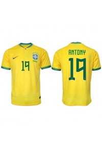 Brasil Antony #19 Fotballdrakt Hjemme Klær VM 2022 Korte ermer